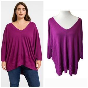 Slouchy sweater from Evri purple v-neck Drop Shoulder women's plus size 0X